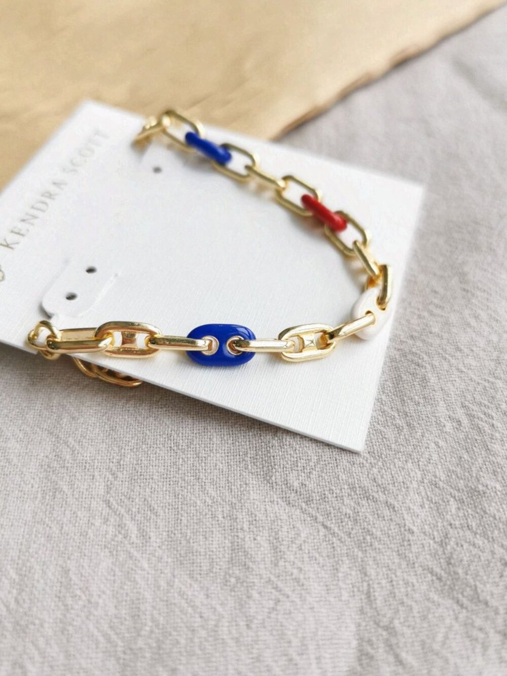 Kendra Scott Bailey Gold Multi Color Enamel Chain Bracelet New Authentic - Picture 2 of 3